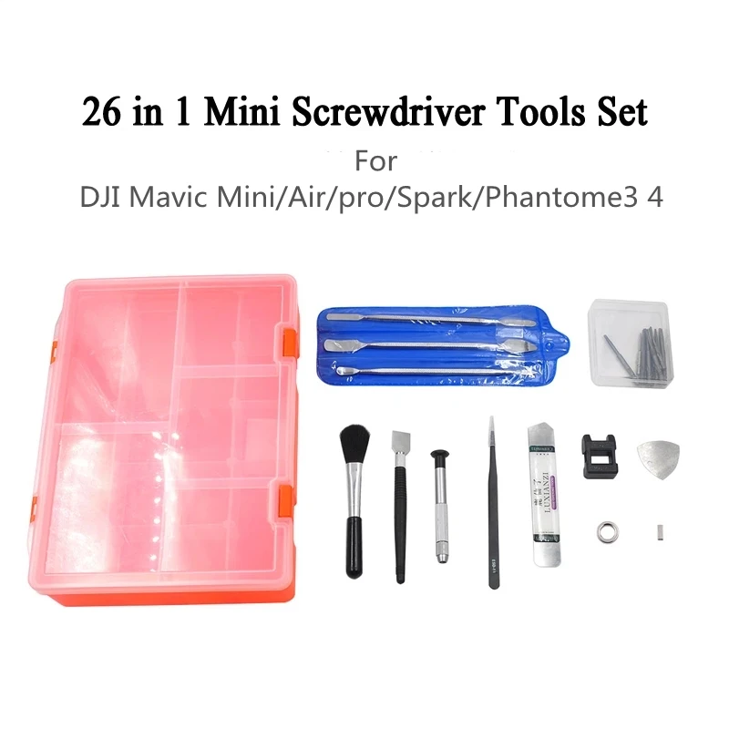 

Drone Dedicated 26 in 1 Mini Screwdriver Tools Combo Set Drone Repair Parts For DJI Mavic Mini 2 / Air 2 / FPV Drone Accessories