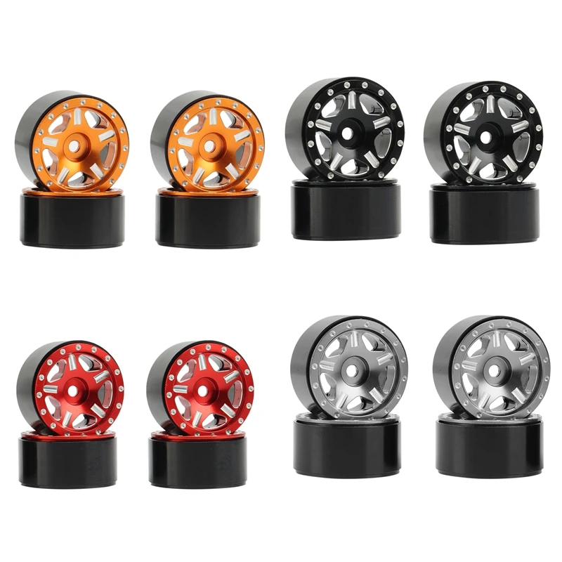 

4Pcs 1.0 CNC Metal Mini Crawler Beadlock Wheel Rims Hub for 1/24 RC Crawler Car Axial SCX24 90081 Upgrade Part