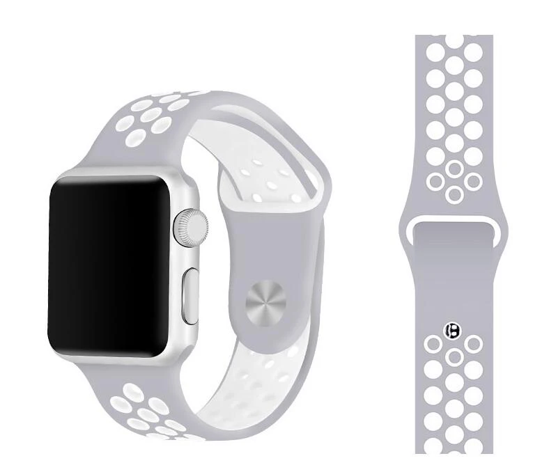 Спортивный силиконовый браслет для Apple Watch 38 мм 40 мягкий резиновый ремешок 42 44 iwatch