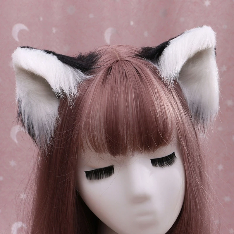 Sweet Lovely Furry Animal Beast Ears Hair Clips Anime Lolita Wolf Cat Cosplay Plush Hairpins Halloween Party Costume