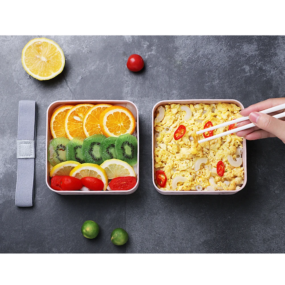 Двухслойный квадратный деревянный Ланч бокс для микроволновой печи|Коробки