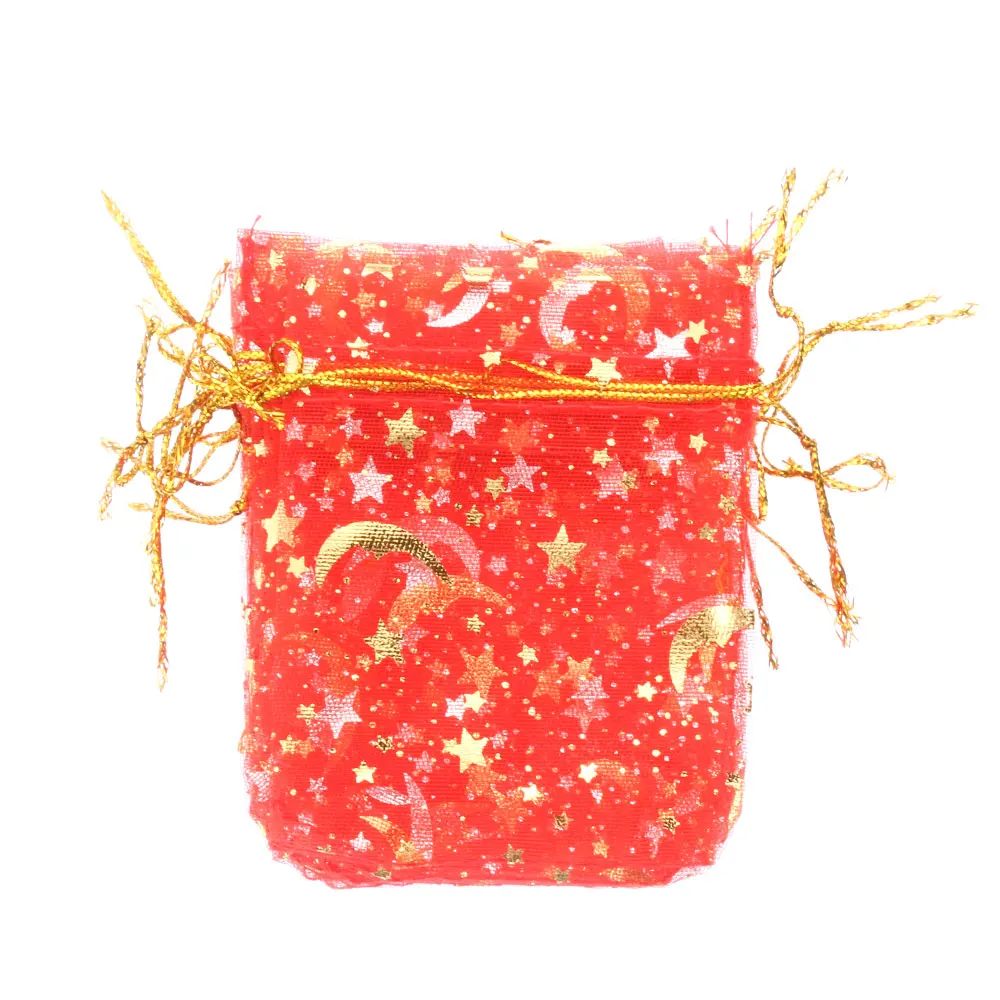 Red B 10 шт., 7x9/9x12/13x18 см, подарочная Сумка из органзы с сердечком, милая конфетная посылка, для свадьбы, на шнурке, мешочек для украшений, яркие вечерние украшения - Цвет: Red B