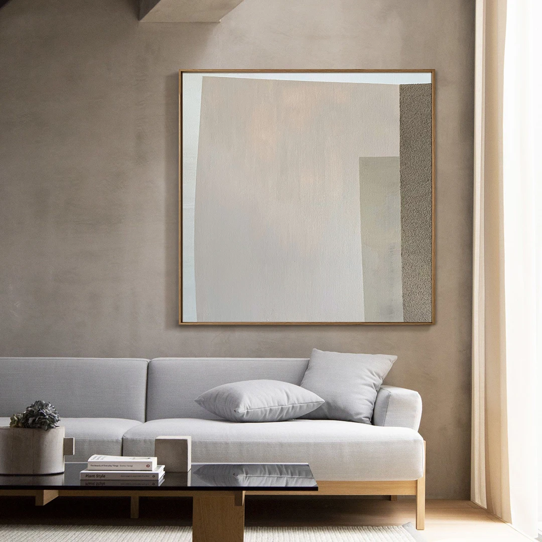 

Original Handmade Abstract Oil Painting Modern Minimalist Art Living Room Decor Canvas Painting Solf Color Painting Beige Art