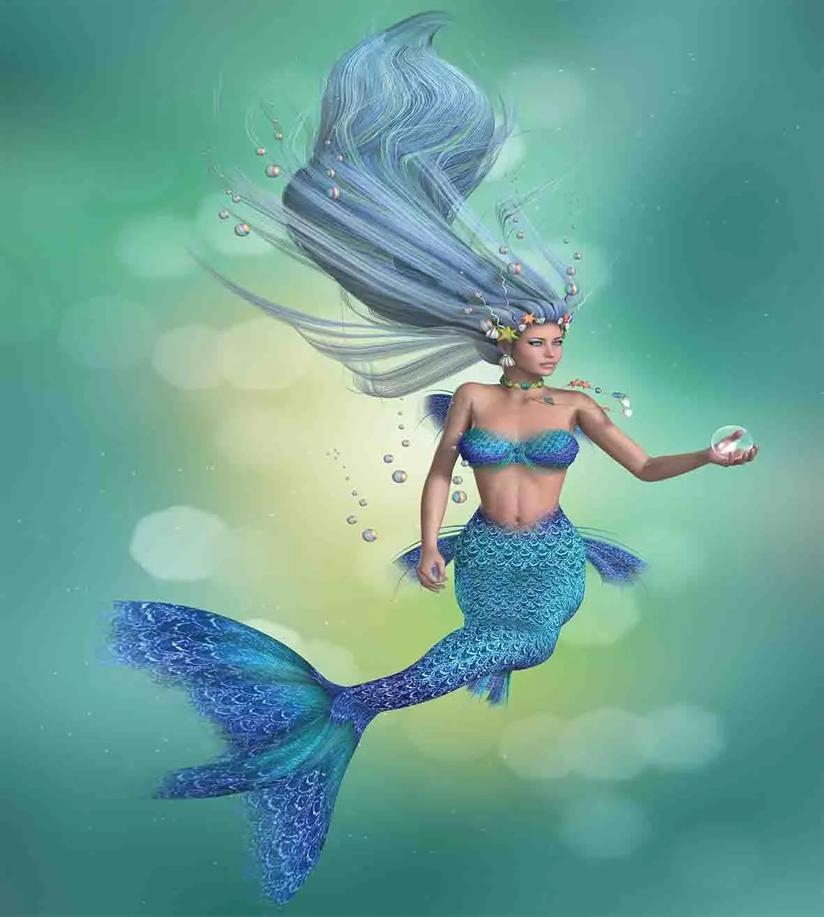 Подводный пододеяльник набор Русалка верхняя часть тела женщины и хвост рыбы для