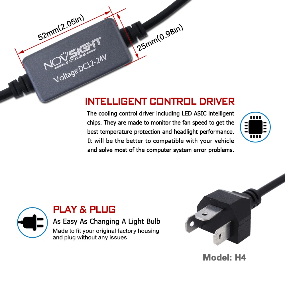 NOVSIGHT H7 LED H4 светодиодный H11 HB3 9005 HB4 9006 Автомобильные светодиодные лампы для фар 60
