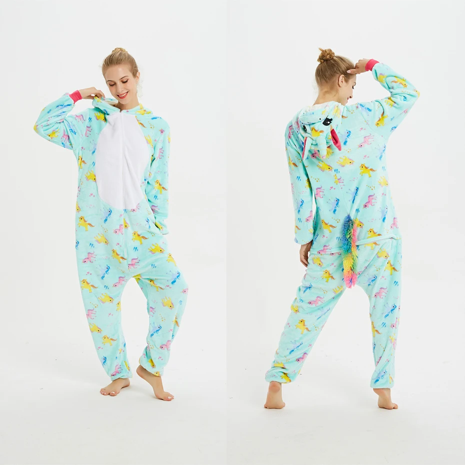 Пижамы с единорогом Kigurumi, зима, для взрослых, Ститч, Лев, тигр, комбинезоны, одежда для сна, комплекты с единорогом, для женщин, мужчин, унисекс, фланелевые комбинезоны