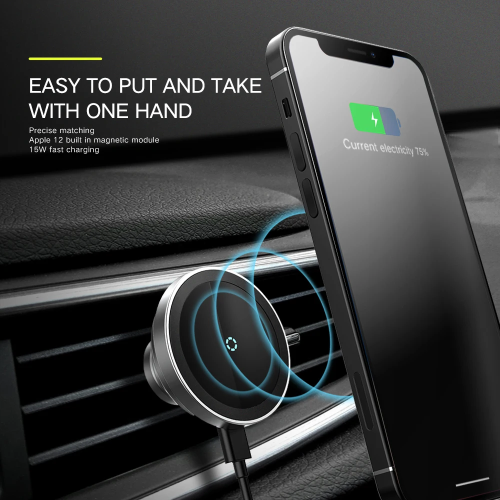 Новое магнитная беспроводная зарядка15 Вт для iPhone 12 Pro Max mini Magsafing автомобильный