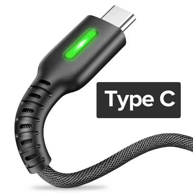 For Type C INIU 3 м светодиодный микро Тип usb C телефонный кабель Зарядное устройство микро usb для быстрой зарядки для samsung Xiaomi huawei Andriod Тип-C USB-C кабеля для передачи данных - Цвет: For Type C