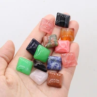 10pcs cabochon natural agates bead square shape natural stone loose beaded for making diy jewerly bracelet necklace accessories