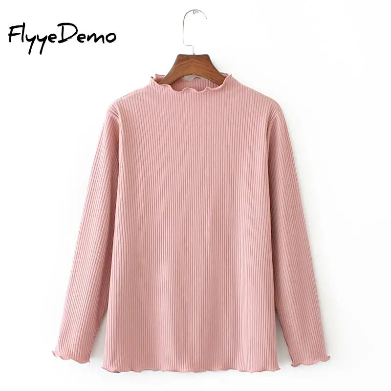 

Новое поступление, весна-осень, топы для девушек-подростков, одноцветное, с высоким воротником, пуловер Женский вязаный Хай-стрит женские Св...