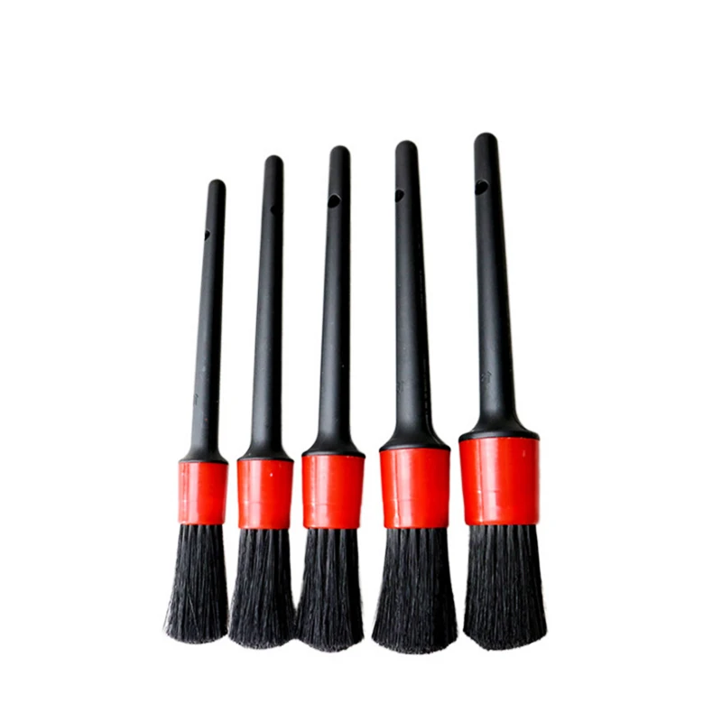 

5pcs Boar Hair Bristle Car Cleaning Brush Auto Exterior Interior Detailing Brush Air Outlet Auto Wash Accessories Car Clean Tool
