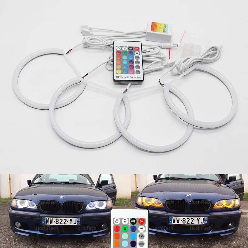 

for BMW 3 5 7 Series E36 E38 E39 E46 525i 528i 530i 540i 320i 325i 745i 740i Multi Color RGB Cotton Light LED Angel Eye Halo