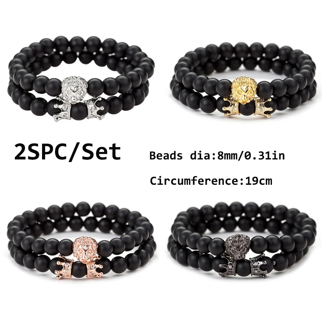 Браслеты из бисера с короной и львом для мужчин женщин ювелирные украшения пар