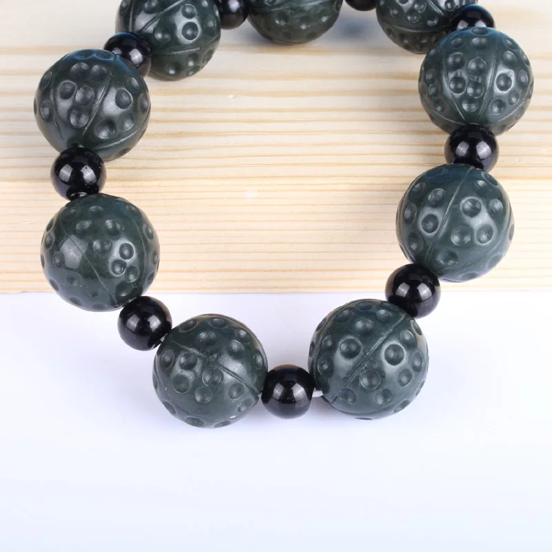 Натуральный китайский Hetian нефритовый орех браслет с эластичными бусинами