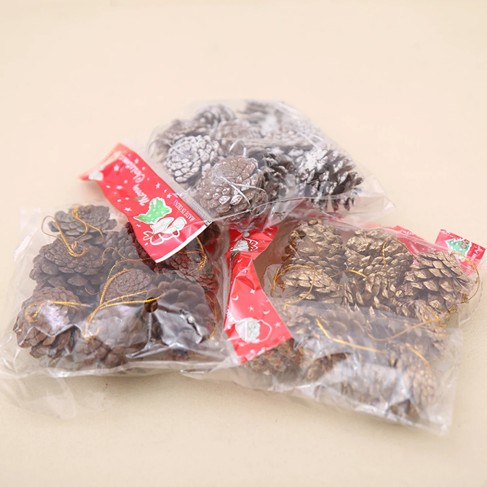 9 шт./компл. Рождественская елка орнамент Висячие шары сосновые орехи Pinecone Новогоднее украшение для дома партии поставки