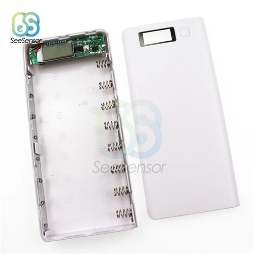 White 8X18650 блок питания зарядное устройство для мобильного телефона двойной USB DIY Корпус ЖК-дисплей 5 В - Цвет: White