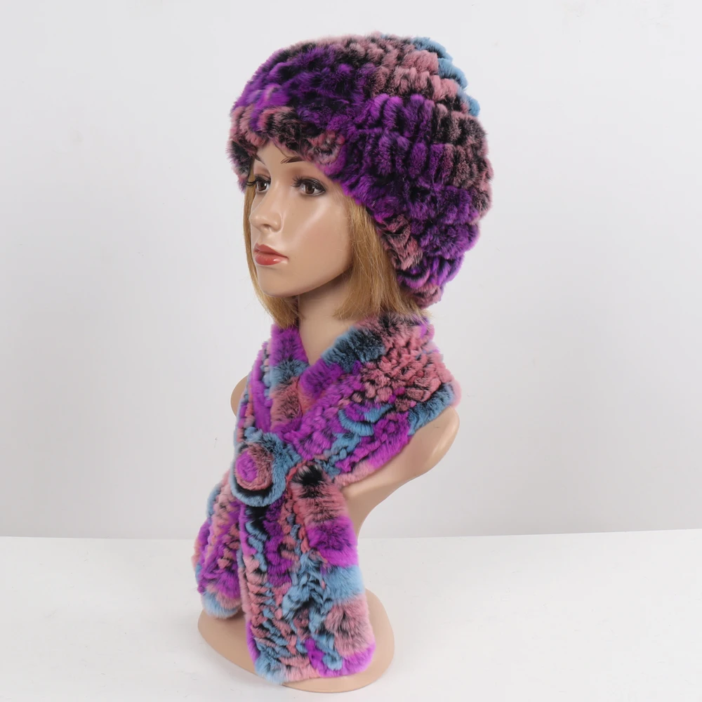 Модная женская меховая шапка для девушек зимняя из натурального меха кролика