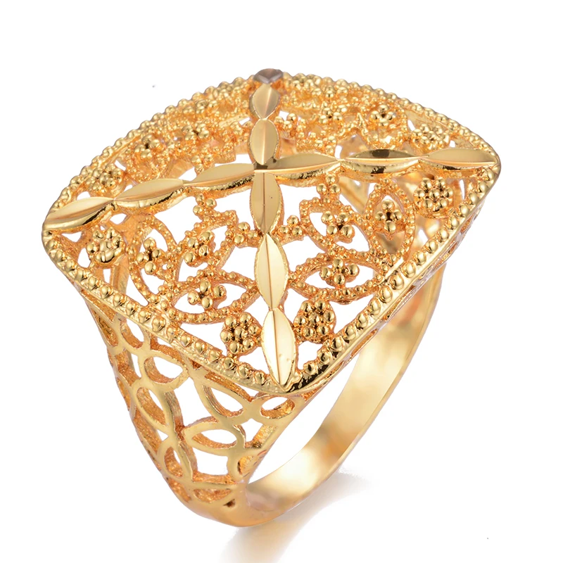 Wando Эфиопский цветок золотого цвета кольца для женщин/девушек арабские Свадебные