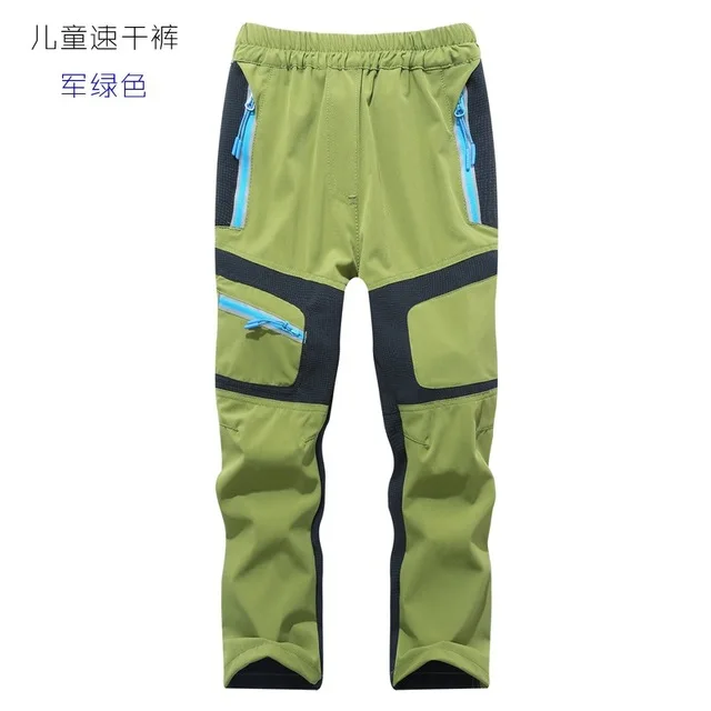 army green Г. Лето-осень, Детские быстросохнущие Походные штаны для мальчиков и девочек, сверхлегкие эластичные дышащие тонкие спортивные штаны - Цвет: army green