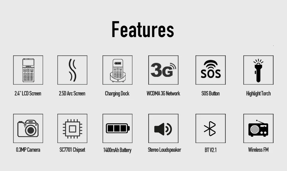 3g WCDMA мобильный телефон с русской клавиатурой 2,31 дюймов gsm 1400 мАч кнопочный SOS FM дешевый разблокированный односимочный мобильный телефон для пожилых людей