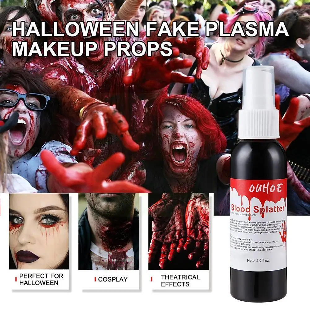 

60ml Halloween Party Realistic Fake Blood Spray Artificial Pseudo Red Makeup Zombie For Girls Props Plasma Spray K0R8