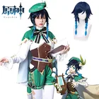 Накидка для косплея Game Genshin Impact Venti, парик, аксессуары, костюм, рождественские костюмы для женщин и мужчин