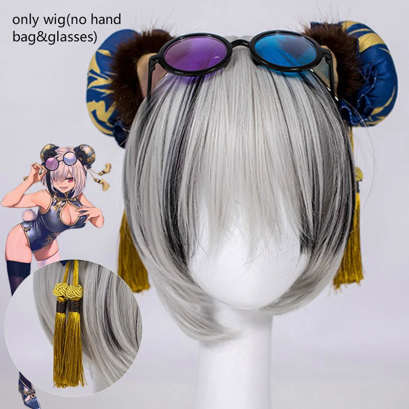 only wig Горячая игра Arknights Панда Косплей Костюм Cheongsam Комбинезоны Косплей Полный комплект костюмы на Хэллоуин для женщин - Цвет: only wig