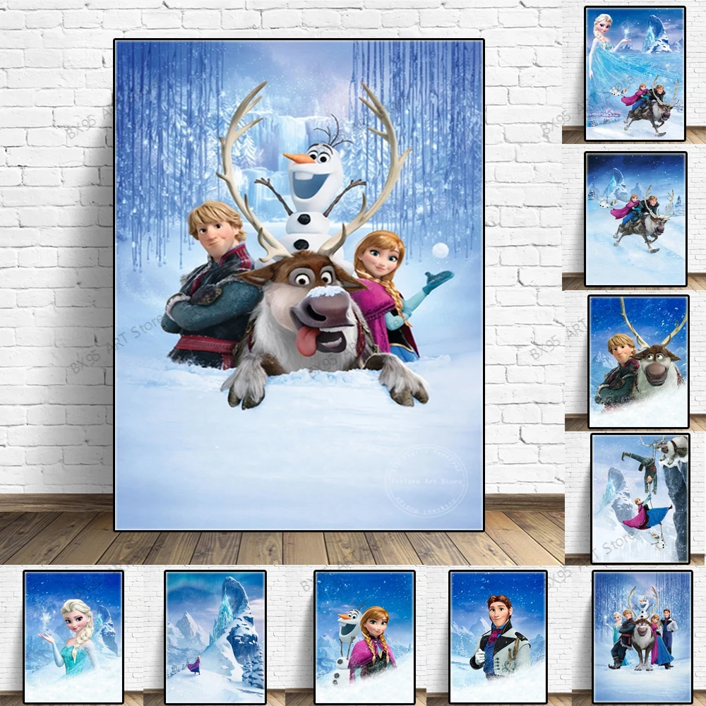 

Картина на холсте Disney «Холодное сердце», настенное искусство, постеры и принты принцессы Анны, Эльзы из аниме, украшение для гостиной, детск...