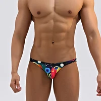 2021 print men sexy tight narrow low waist swimwear men sports beach shorts swim briefs bikinis pool party swimsuits small size