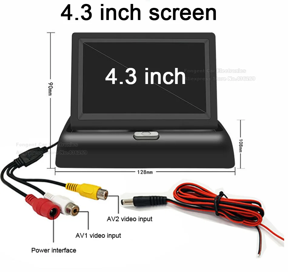 

4.3" Inch 800*480 TFT LCD Foldable Car Monitor Reverse Parking And 12 LED Night Vision Rear View Camera