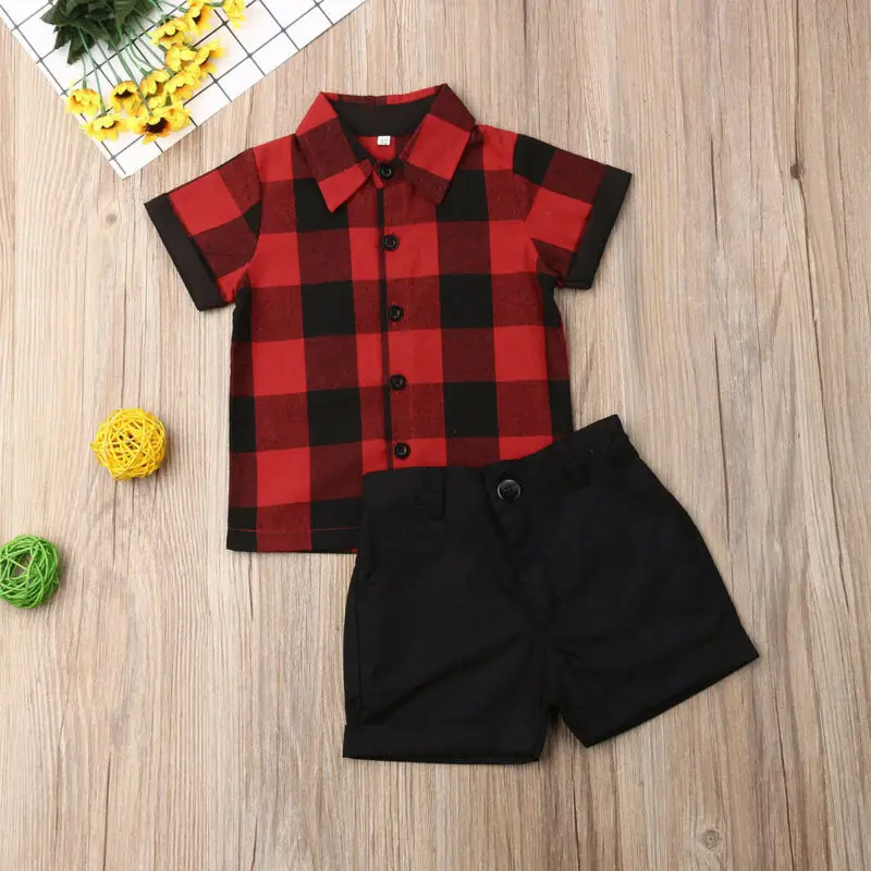 

Summer Toddler Baby Kids Boy Shirt Tops Pants Gentleman Outfits Clothes 2PCS Set