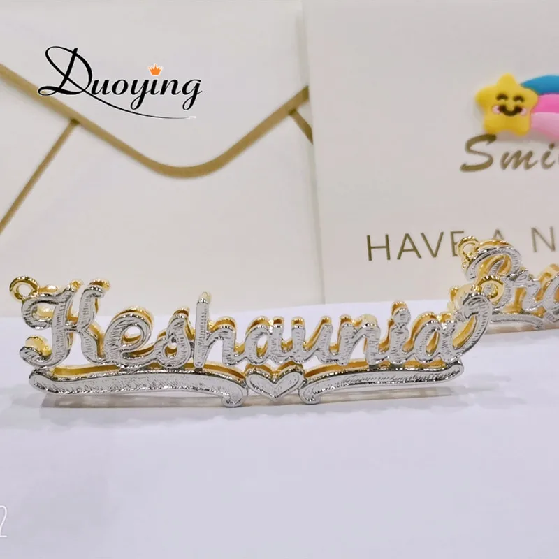 3UMeter Hip Hop Letter Necklace Name Crystal Stainless Steel Name Necklace Old English Custom Carving Batch of Flowers for Gifts