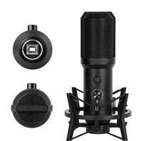 condenser microphone with adjustable mic arm stand shock mount for gaming studio podcast recording video steaming black