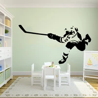 ice hockey custom name wall sticker boy room kids room personalized name sport player shooting puck wall decal bedroom vinyl
