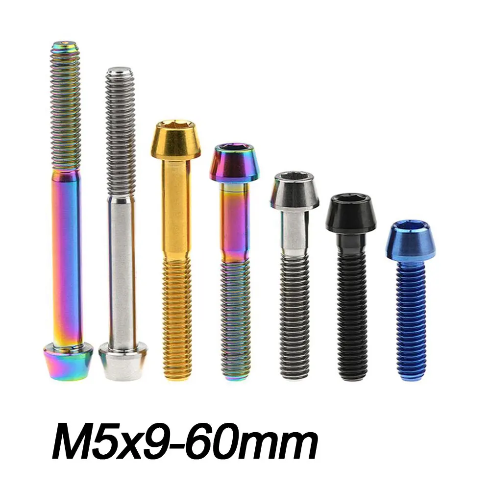 Титан Ti Болт M5x9 16 18 20 25 30 35 40 45 50 55 60 мм конусности головки винта для Велосипедный