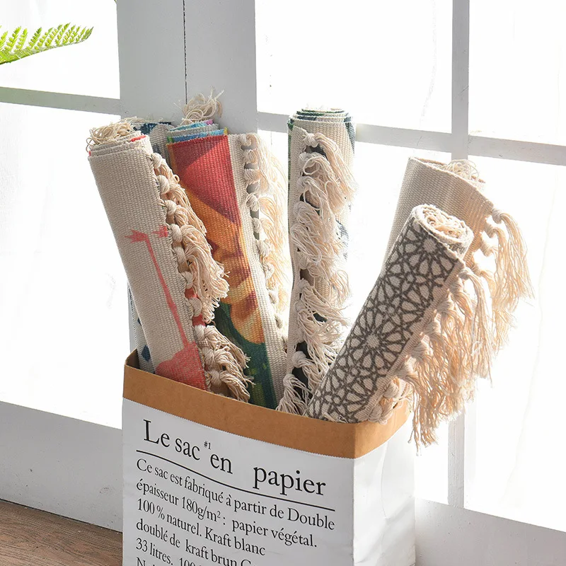 Марокко хлопок лен тканый ковер для гостиной прочный с кистями коврик|Коврик| |