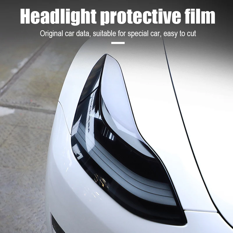 Наклейка на переднюю фару автомобиля Tesla Model 3 Налобные фонари ТПУ Дымчатая Черная