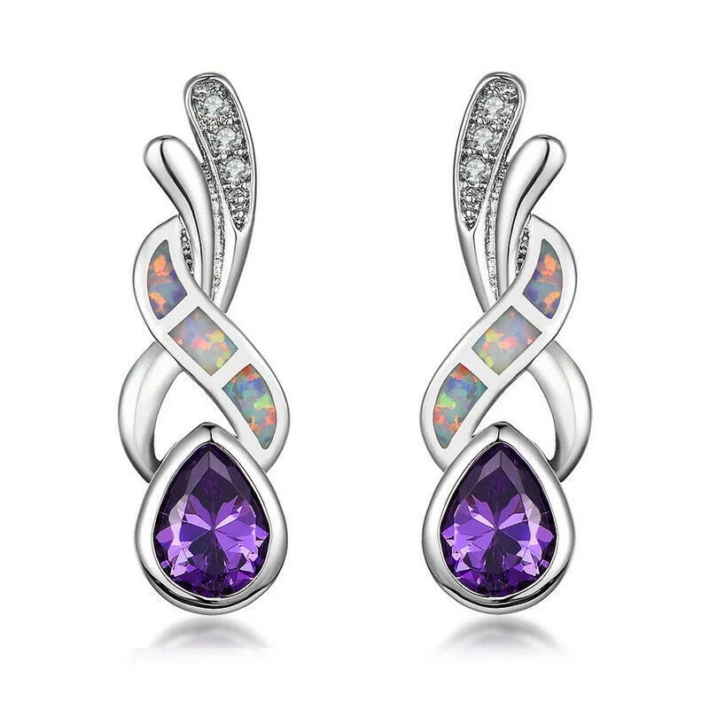 

Fashion Silver Round Hook Drop Dangle Earrings Women Jewelry Bride Wedding Gift
