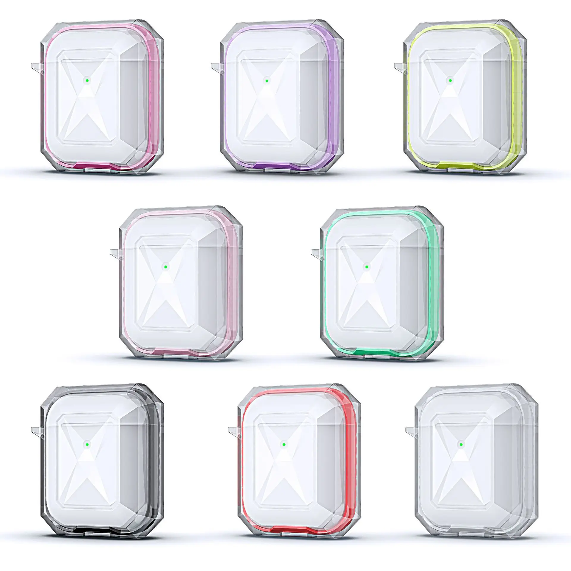 

New Contrast Color Crystal For Apple AirPods1/2 Silicone Case Transparent Trend Airpod Pro Four-corner Anti-drop Protective Case