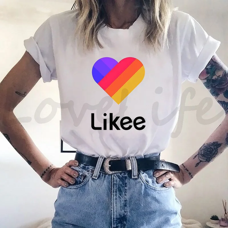 Футболка для девочек и женщин LIKEE новая модная футболка подростков с креативным