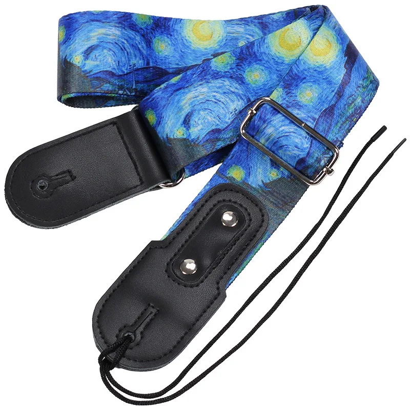 Adjustable Van Gogh The Starry Night Guitar Strap for Acoustic Electric Bass Guitar Musical Accessories