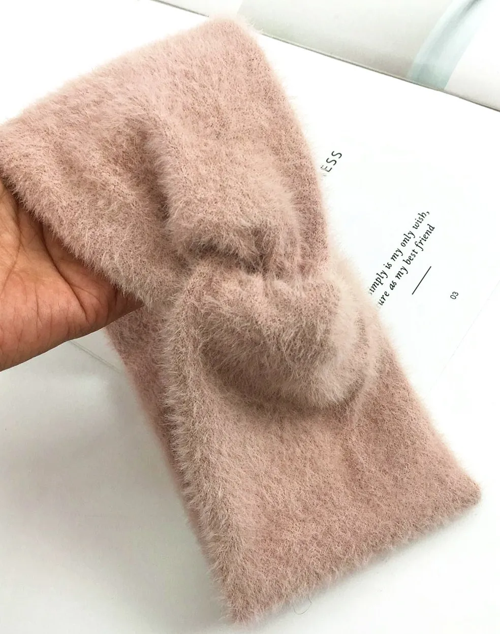 

Imitation mink velvet headband cross knit headband ins new warm wool headgear cashmere plush headwear