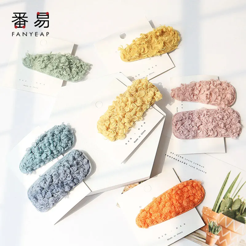 

New Candy Color BB Hair Clips Autumn Winter Hairy Hairpins Korean Cute Hair Grips Barrettes Girls Hair Accessories