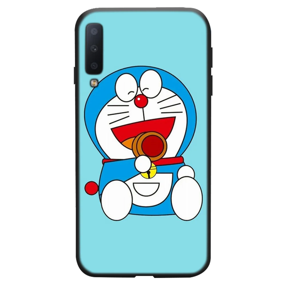 Мягкий черный чехол для телефона Doraemon с изображением синей кошки Samsung A20 A30 30s A40 A7