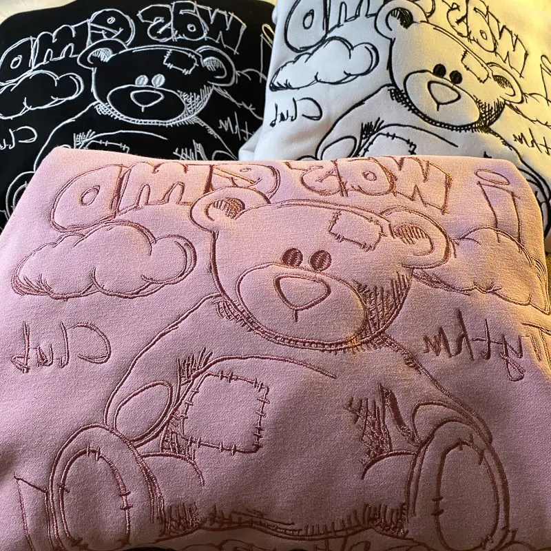 

2021 New Sweatshirt Bear Embroidery Cute Oversized Vintage Harajuku Hoodie Women Autumn Korean Jacket Long Sleeve Steetwear Tops