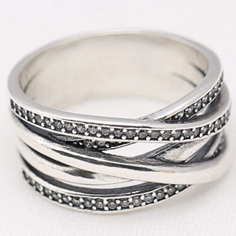 

Original 925 Sterling Silver Pan Ring Creative Hollow Interwoven Ring For Women Wedding Party Gift Fashion Jewelry