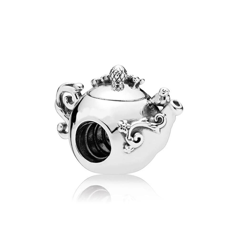 Authentic 925 Sterling Silver Bead Enchanted Tea Pot Charm Fit Fashion Women Bracelet Bangle Gift DIY Jewelry |