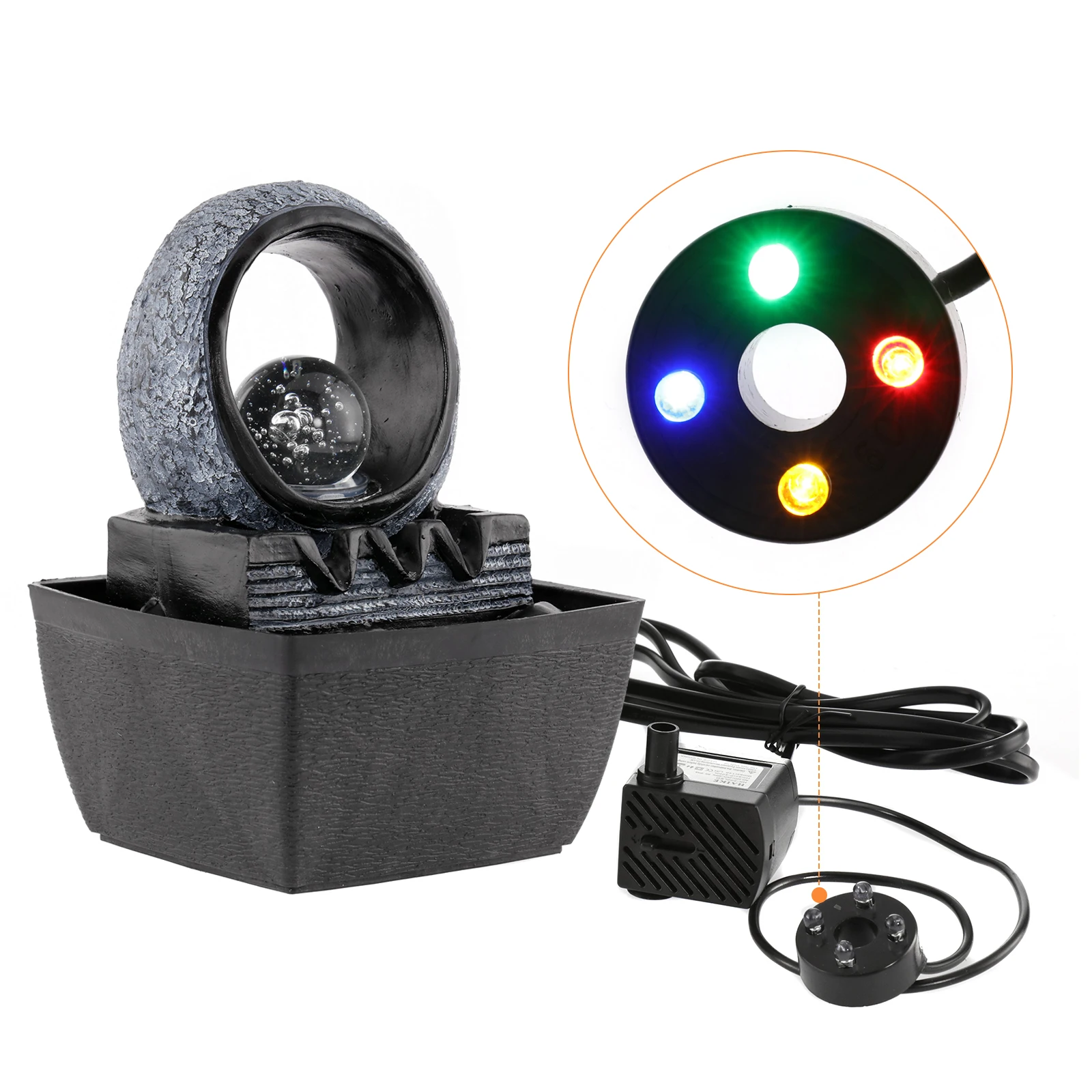 

Фонтан фэн-шуй со светодиодный светильник кой, старинный Настольный фонтан, украшение для гостиной, офиса, дома, на удачу, поделка