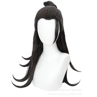 anime jujutsu kaisen getou suguru black long wig cosplay costume heat resistant synthetic hair men women wigs