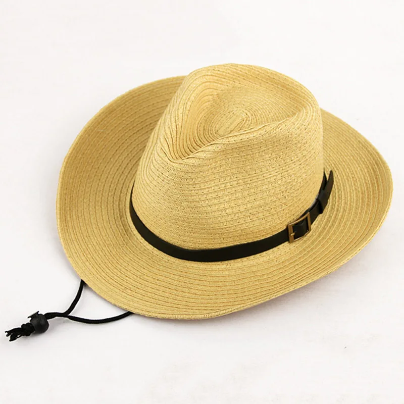 Мужская соломенная шляпа от солнца складная с широкими изогнутыми полями в